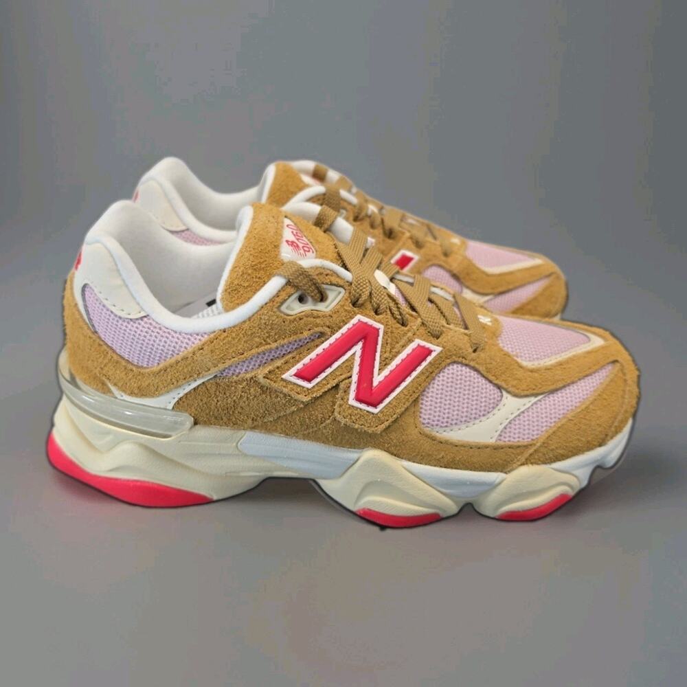 New Balance 9060 Kids Athletic Shoes Beige Pink Suede Mesh US 4.5 GC9060VD